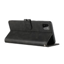 For Samsung Galaxy A22 5G Stitching Style 2-Color Cow Texture Horizontal Flip PU Leather Case with Holder & Card Slot & Lanyard(Black)