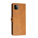 For Samsung Galaxy A22 5G Stitching Style 2-Color Cow Texture Horizontal Flip PU Leather Case with Holder & Card Slot & Lanyard(Yellow)