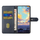 For Samsung Galaxy A22 5G Stitching Style 2-Color Cow Texture Horizontal Flip PU Leather Case with Holder & Card Slot & Lanyard(Blue)