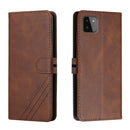 For Samsung Galaxy A22 5G Stitching Style 2-Color Cow Texture Horizontal Flip PU Leather Case with Holder & Card Slot & Lanyard(Brown)