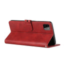 For Samsung Galaxy A22 5G Stitching Style 2-Color Cow Texture Horizontal Flip PU Leather Case with Holder & Card Slot & Lanyard(Red)