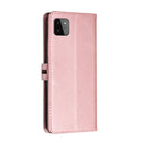 For Samsung Galaxy A22 5G Stitching Style 2-Color Cow Texture Horizontal Flip PU Leather Case with Holder & Card Slot & Lanyard(Rose Gold)