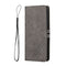For Samsung Galaxy S21 FE 5G Stitching Style 2-Color Cow Texture Horizontal Flip PU Leather Case with Holder & Card Slot & Lanyard(Gray)