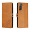 For Samsung Galaxy S21 FE 5G Stitching Style 2-Color Cow Texture Horizontal Flip PU Leather Case with Holder & Card Slot & Lanyard(Yellow)