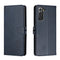 For Samsung Galaxy S21 FE 5G Stitching Style 2-Color Cow Texture Horizontal Flip PU Leather Case with Holder & Card Slot & Lanyard(Blue)