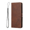 For Samsung Galaxy S21 FE 5G Stitching Style 2-Color Cow Texture Horizontal Flip PU Leather Case with Holder & Card Slot & Lanyard(Brown)