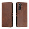 For Samsung Galaxy S21 FE 5G Stitching Style 2-Color Cow Texture Horizontal Flip PU Leather Case with Holder & Card Slot & Lanyard(Brown)