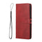 For Samsung Galaxy S21 FE 5G Stitching Style 2-Color Cow Texture Horizontal Flip PU Leather Case with Holder & Card Slot & Lanyard(Red)