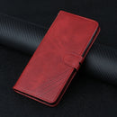 For Samsung Galaxy S21 FE 5G Stitching Style 2-Color Cow Texture Horizontal Flip PU Leather Case with Holder & Card Slot & Lanyard(Red)