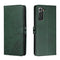 For Samsung Galaxy S21 FE 5G Stitching Style 2-Color Cow Texture Horizontal Flip PU Leather Case with Holder & Card Slot & Lanyard(Green)