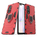 For Honor 50 Pro PC + TPU Shockproof Protective Case with Magnetic Ring Holder(Red)