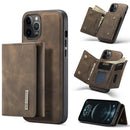 DG.MING M1 Series 3-Fold Multi Card Wallet + Magnetic Back Cover Shockproof Case with Holder Function For iPhone 12 / 12 Pro(Coffee)