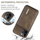 DG.MING M1 Series 3-Fold Multi Card Wallet + Magnetic Back Cover Shockproof Case with Holder Function For iPhone 12 / 12 Pro(Coffee)