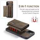 DG.MING M1 Series 3-Fold Multi Card Wallet + Magnetic Back Cover Shockproof Case with Holder Function For iPhone 12 Pro Max(Coffee)