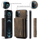 DG.MING M1 Series 3-Fold Multi Card Wallet + Magnetic Back Cover Shockproof Case with Holder Function For iPhone 12 Pro Max(Coffee)