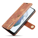 For Samsung Galaxy S21 FE DG.MING Crazy Horse Texture Flip Detachable Magnetic Leather Case with Holder & Card Slots & Wallet(Brown)