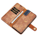 For Samsung Galaxy S21 FE DG.MING Crazy Horse Texture Flip Detachable Magnetic Leather Case with Holder & Card Slots & Wallet(Brown)