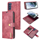 For Samsung Galaxy S21 FE DG.MING Crazy Horse Texture Flip Detachable Magnetic Leather Case with Holder & Card Slots & Wallet(Red)