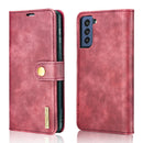 For Samsung Galaxy S21 FE DG.MING Crazy Horse Texture Flip Detachable Magnetic Leather Case with Holder & Card Slots & Wallet(Red)