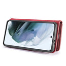 For Samsung Galaxy S21 FE DG.MING Crazy Horse Texture Flip Detachable Magnetic Leather Case with Holder & Card Slots & Wallet(Red)