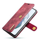 For Samsung Galaxy S21 FE DG.MING Crazy Horse Texture Flip Detachable Magnetic Leather Case with Holder & Card Slots & Wallet(Red)