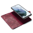 For Samsung Galaxy S21 FE DG.MING Crazy Horse Texture Flip Detachable Magnetic Leather Case with Holder & Card Slots & Wallet(Red)