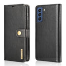 For Samsung Galaxy S21 FE DG.MING Crazy Horse Texture Flip Detachable Magnetic Leather Case with Holder & Card Slots & Wallet(Black)