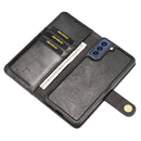 For Samsung Galaxy S21 FE DG.MING Crazy Horse Texture Flip Detachable Magnetic Leather Case with Holder & Card Slots & Wallet(Black)