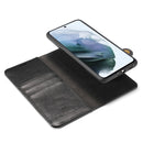 For Samsung Galaxy S21 FE DG.MING Crazy Horse Texture Flip Detachable Magnetic Leather Case with Holder & Card Slots & Wallet(Black)