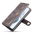For Samsung Galaxy S21 FE DG.MING Crazy Horse Texture Flip Detachable Magnetic Leather Case with Holder & Card Slots & Wallet(Grey)