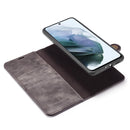 For Samsung Galaxy S21 FE DG.MING Crazy Horse Texture Flip Detachable Magnetic Leather Case with Holder & Card Slots & Wallet(Grey)