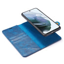 For Samsung Galaxy S21 FE DG.MING Crazy Horse Texture Flip Detachable Magnetic Leather Case with Holder & Card Slots & Wallet(Blue)