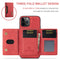 DG.MING M2 Series 3-Fold Multi Card Bag + Magnetic Back Cover Shockproof Case with Wallet & Holder Function For iPhone 12 / 12 Pro(Red)