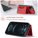 DG.MING M2 Series 3-Fold Multi Card Bag + Magnetic Back Cover Shockproof Case with Wallet & Holder Function For iPhone 12 / 12 Pro(Red)