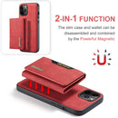 DG.MING M2 Series 3-Fold Multi Card Bag + Magnetic Back Cover Shockproof Case with Wallet & Holder Function For iPhone 12 / 12 Pro(Red)