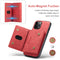DG.MING M2 Series 3-Fold Multi Card Bag + Magnetic Back Cover Shockproof Case with Wallet & Holder Function For iPhone 12 / 12 Pro(Red)
