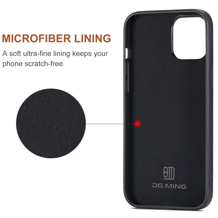 DG.MING M2 Series 3-Fold Multi Card Bag + Magnetic Back Cover Shockproof Case with Wallet & Holder Function For iPhone 12 / 12 Pro(Red)