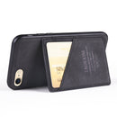 TAOKKIM Retro Matte PU Leather + PC + TPU Shockproof Back Cover Case with Holder & Card Slot For iPhone 7 / 8 / SE 2022 / SE 2020(Black)