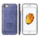 TAOKKIM Retro Matte PU Leather + PC + TPU Shockproof Back Cover Case with Holder & Card Slot For iPhone 7 / 8 / SE 2022 / SE 2020(Blue)