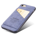 TAOKKIM Retro Matte PU Leather + PC + TPU Shockproof Back Cover Case with Holder & Card Slot For iPhone 7 / 8 / SE 2022 / SE 2020(Blue)