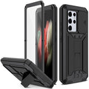 For Samsung Galaxy S21 Ultra 5G R-JUST Sliding Lens Cover Shockproof Dustproof Waterproof Metal + Silicone Case with Invisible Holder(Black)