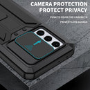 For Samsung Galaxy S21 Ultra 5G R-JUST Sliding Lens Cover Shockproof Dustproof Waterproof Metal + Silicone Case with Invisible Holder(Black)