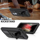 For Samsung Galaxy S21 Ultra 5G R-JUST Sliding Lens Cover Shockproof Dustproof Waterproof Metal + Silicone Case with Invisible Holder(Black)