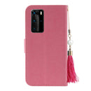 For Huawei P40 Pro Embossed Lucky Tree Horizontal Flip Leather Case with Holder & Card Slot & Wallet & Lanyard(Pink)