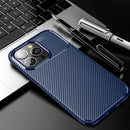 Carbon Fiber Texture Shockproof TPU Case For iPhone 13 Pro Max(Blue)