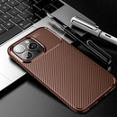 Carbon Fiber Texture Shockproof TPU Case For iPhone 13 Pro Max(Brown)