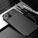 Carbon Fiber Texture Shockproof TPU Case For iPhone 13(Black)