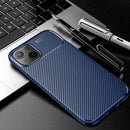 Carbon Fiber Texture Shockproof TPU Case For iPhone 13(Blue)