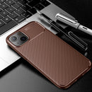 Carbon Fiber Texture Shockproof TPU Case For iPhone 13(Brown)