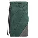 For OPPO A74 4G / F19 Skin Feel Splicing Horizontal Flip Leather Case with Holder & Card Slots & Wallet & Photo Frame(Green)
